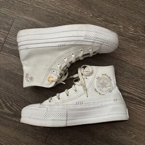 Converse White Floral High-Top Sneakers